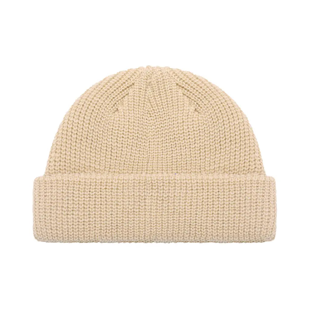 Warm beige fisherman beanie suitable for cooler weather