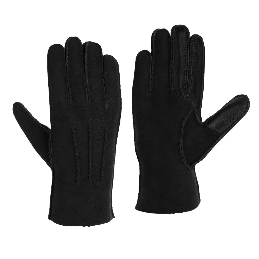 best leather gloves for men touchscreen winter. Black gloves on white background. 3D view.