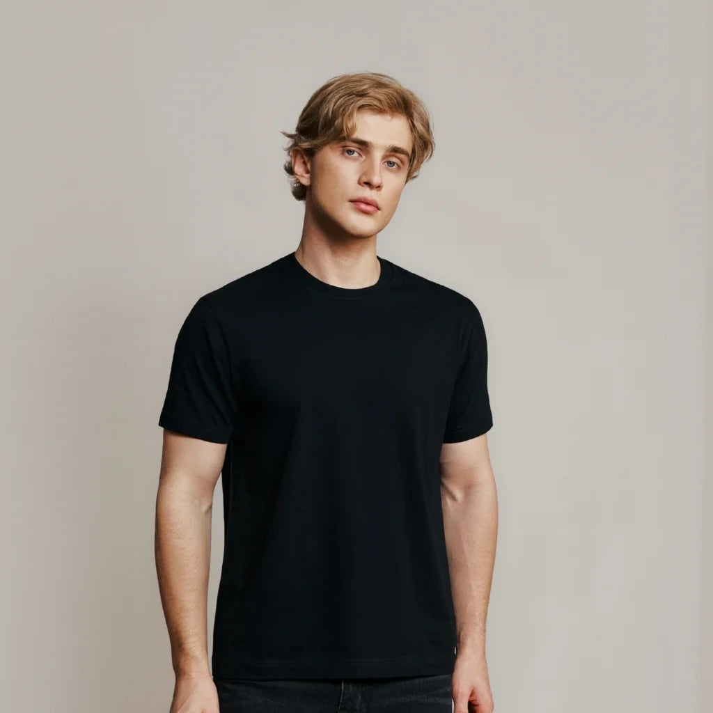 BLACK LOOPWHEELED T-SHIRT 2-PACK