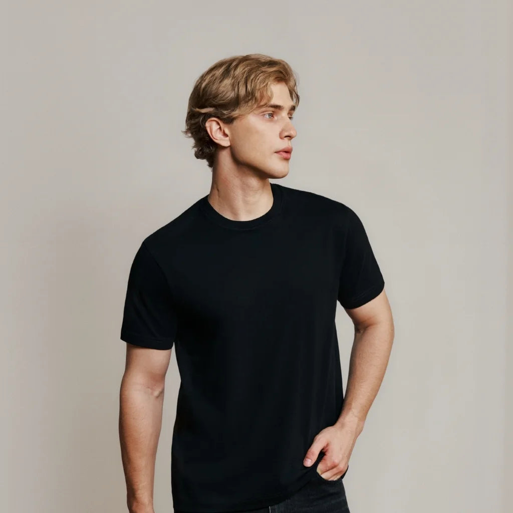 BLACK LOOPWHEELED T-SHIRT 2-PACK