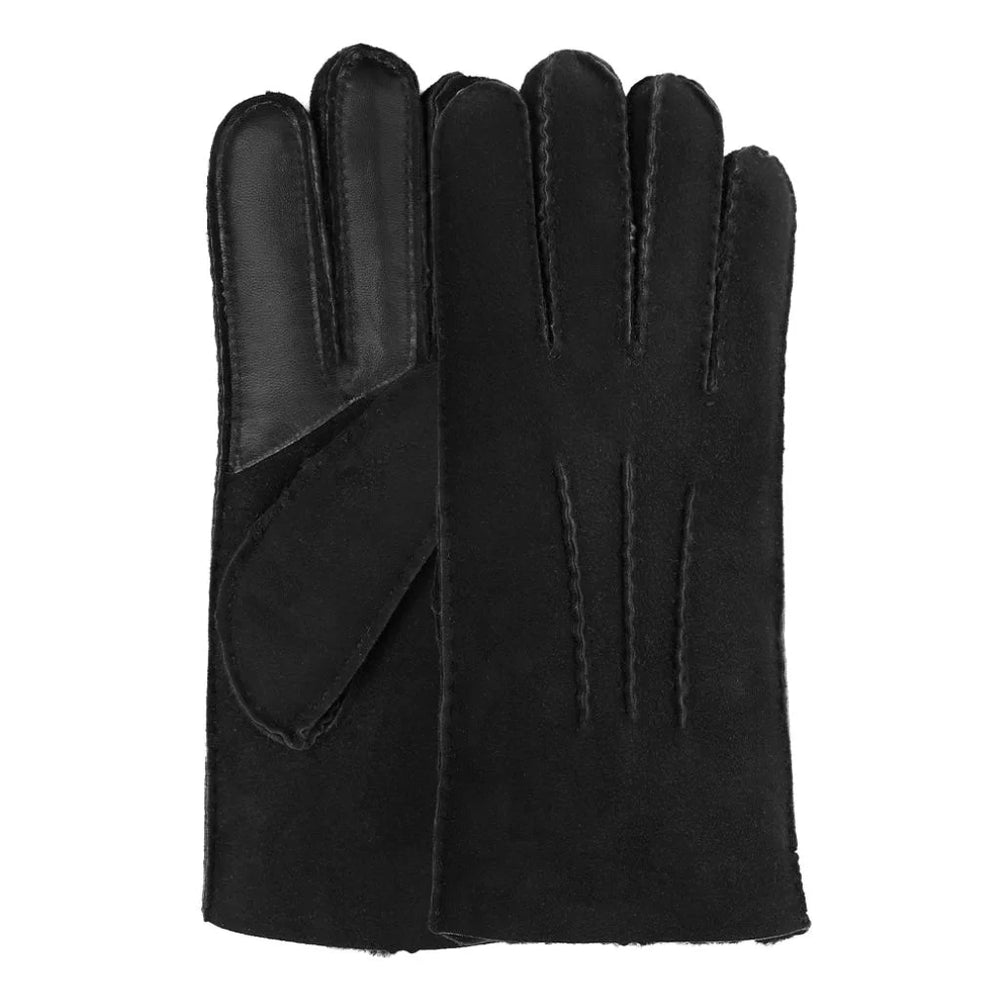 100% lambskin black gloves with touchscreen capability. White background.