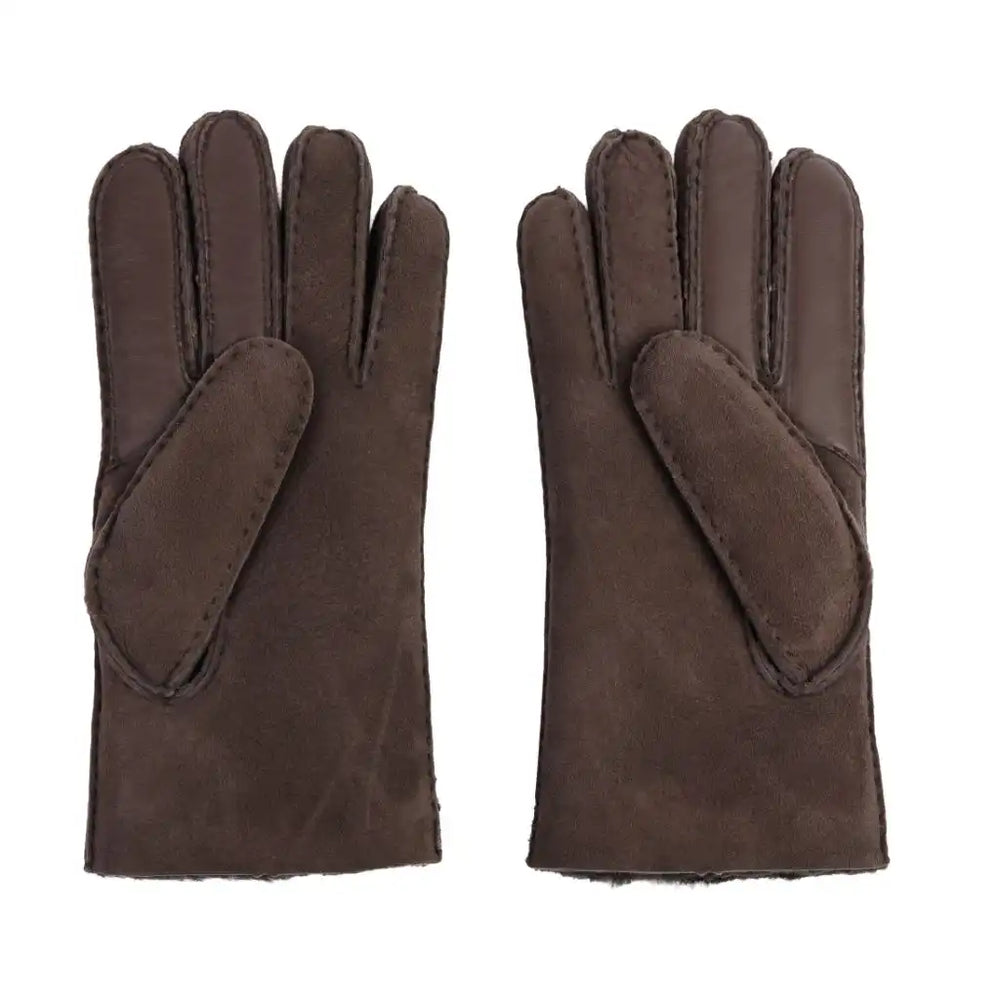 Best leather gloves with touchscreen for winter. Brown gloves with white background.
