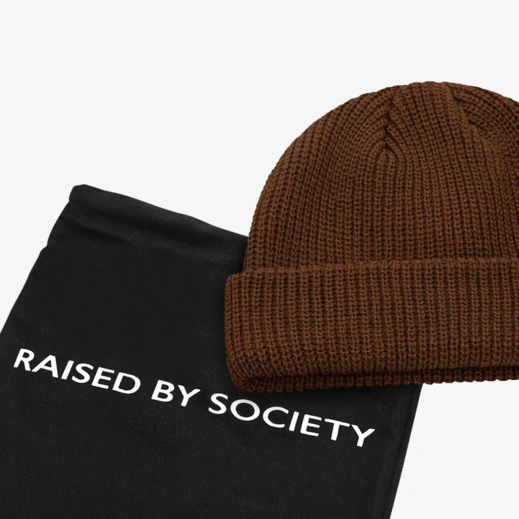 COFFEE BROWN FISHERMAN BEANIE RAISED BY SOCIETY