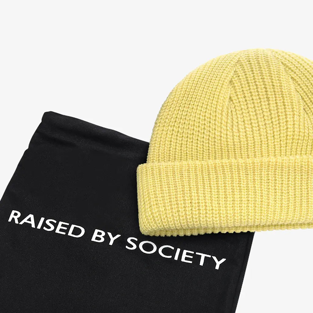 CREAM YELLOW FISHERMAN BEANIE – RAISED BY SOCIETY CREAM YELLOW FISHERMAN BEANIE – RAISED BY SOCIETY