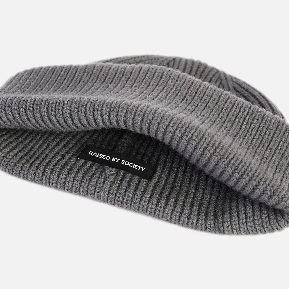 DARK GREY SHORT BEANIE – RAISED BY SOCIETY DARK GREY SHORT BEANIE – RAISED BY SOCIETY