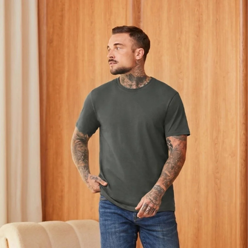 MILITARY GREEN LOOPWHEELED T-SHIRT