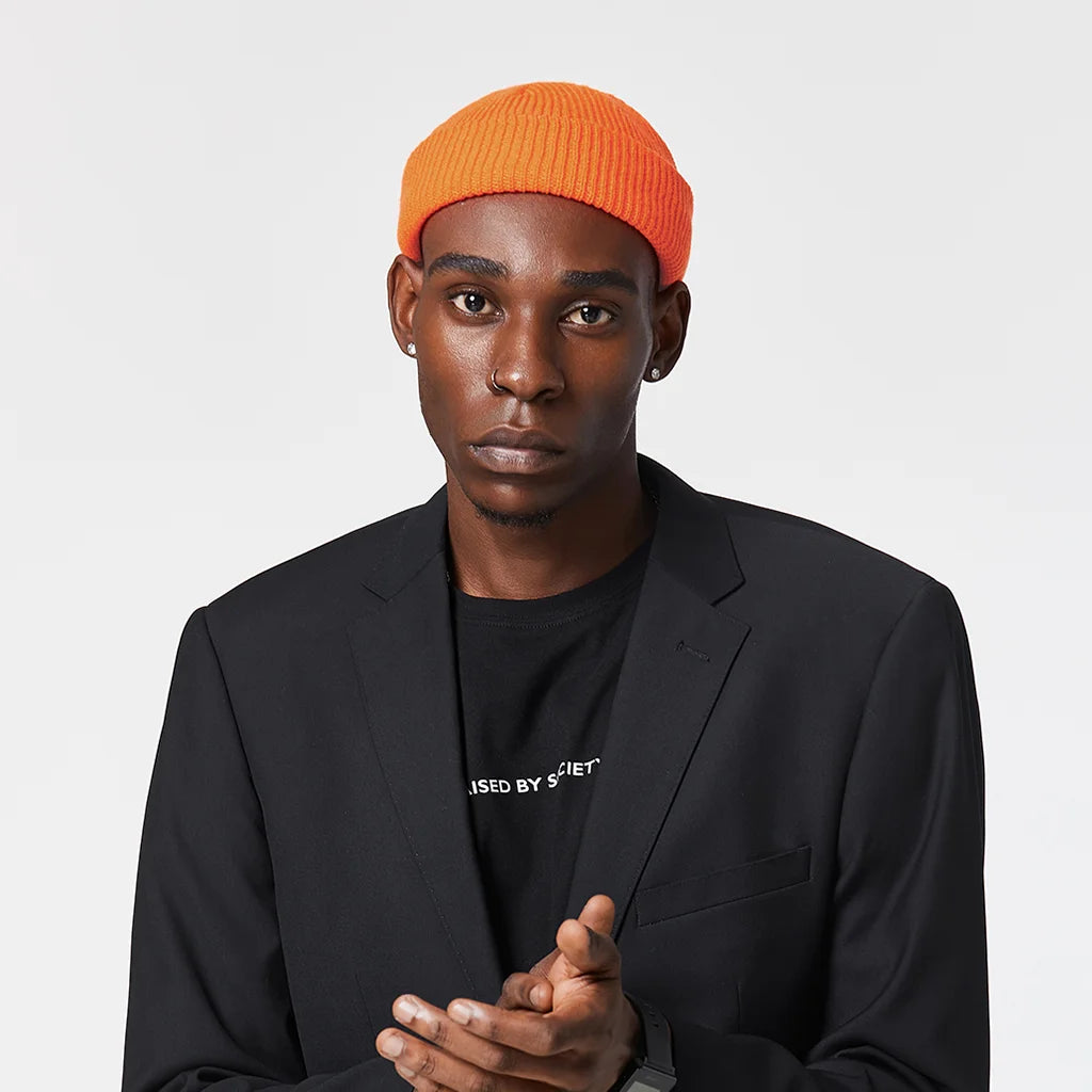 Vintage Guys In Beanies ORANGE FISHERMAN BEANIE