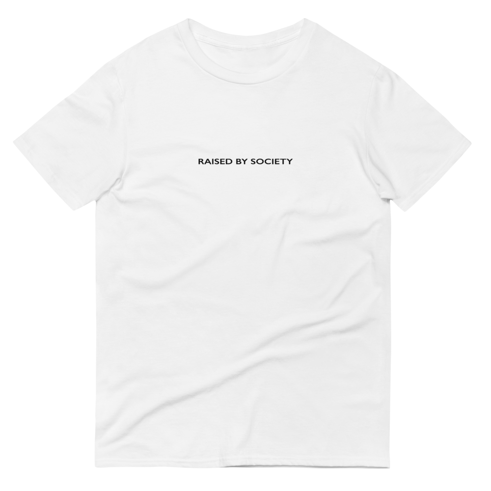 WEISSES T-SHIRT MIT RAISED BY SOCIETY-LOGO