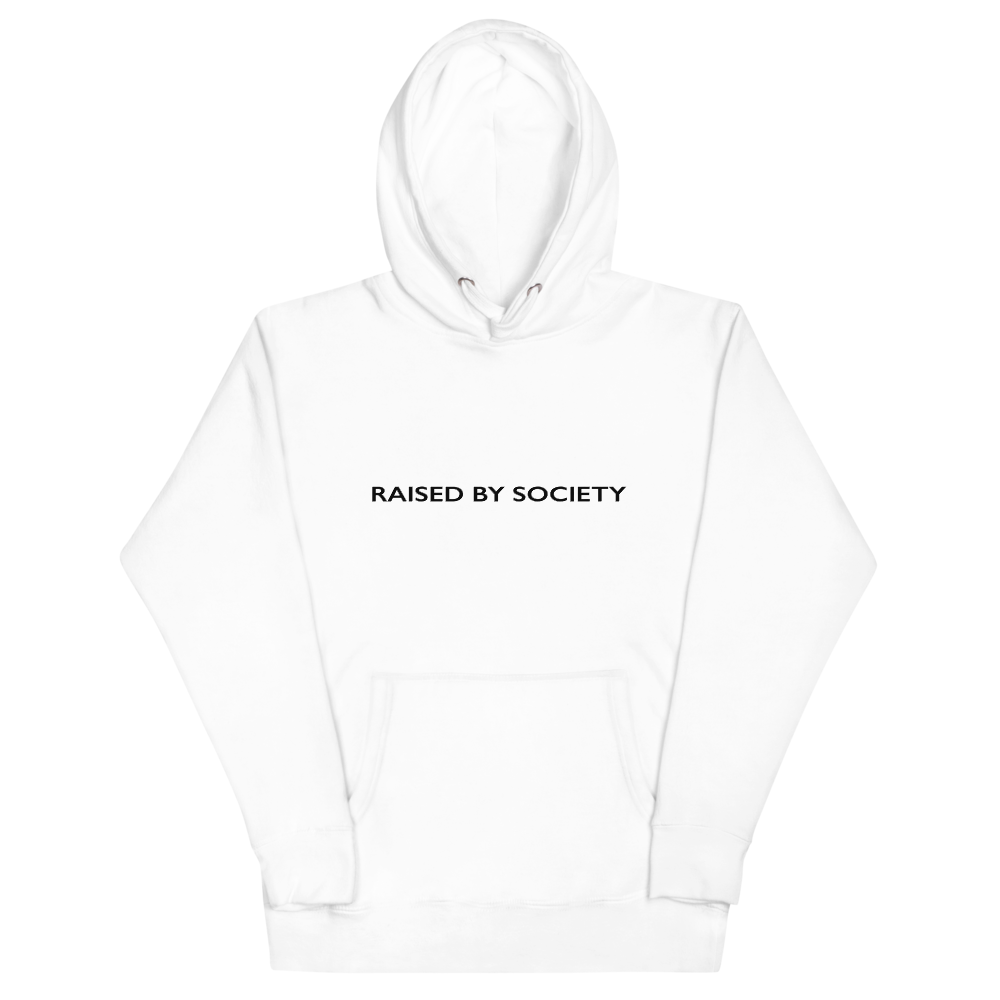WHITE RAISED BY SOCIETY ICON HOODIE